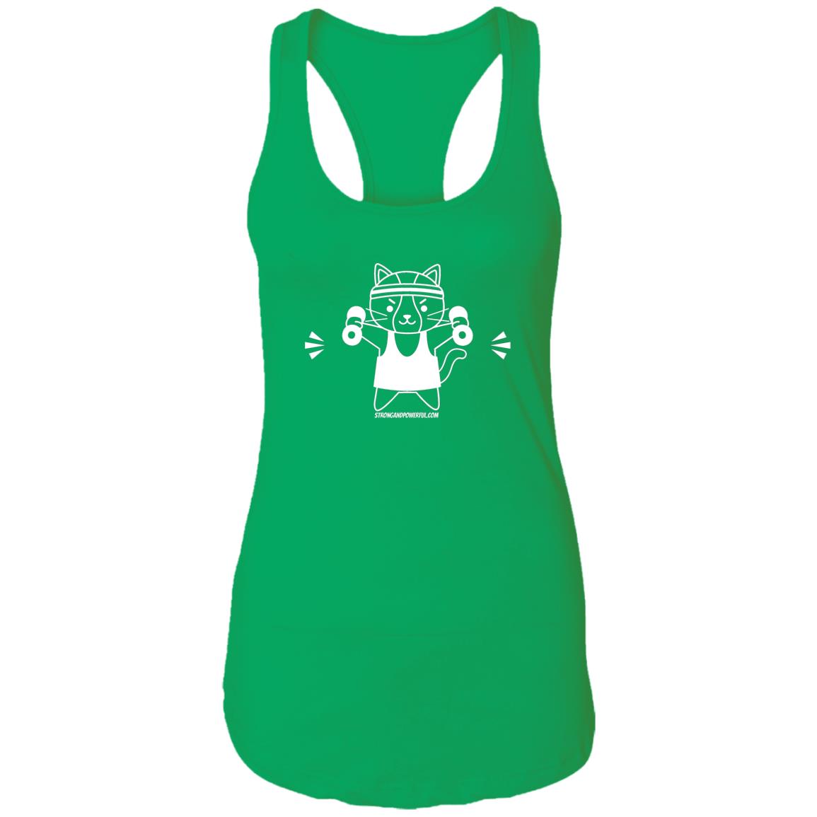 Karma the Kitty Dumbbells Ladies Racerback Tank