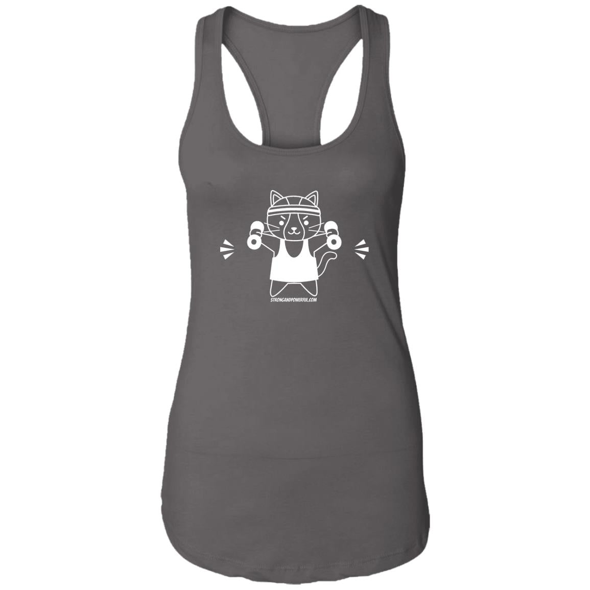Karma the Kitty Dumbbells Ladies Racerback Tank