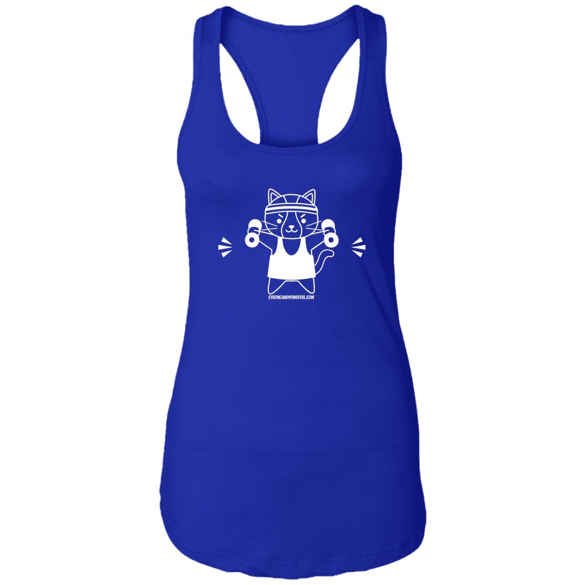 Karma the Kitty Dumbbells Ladies Racerback Tank