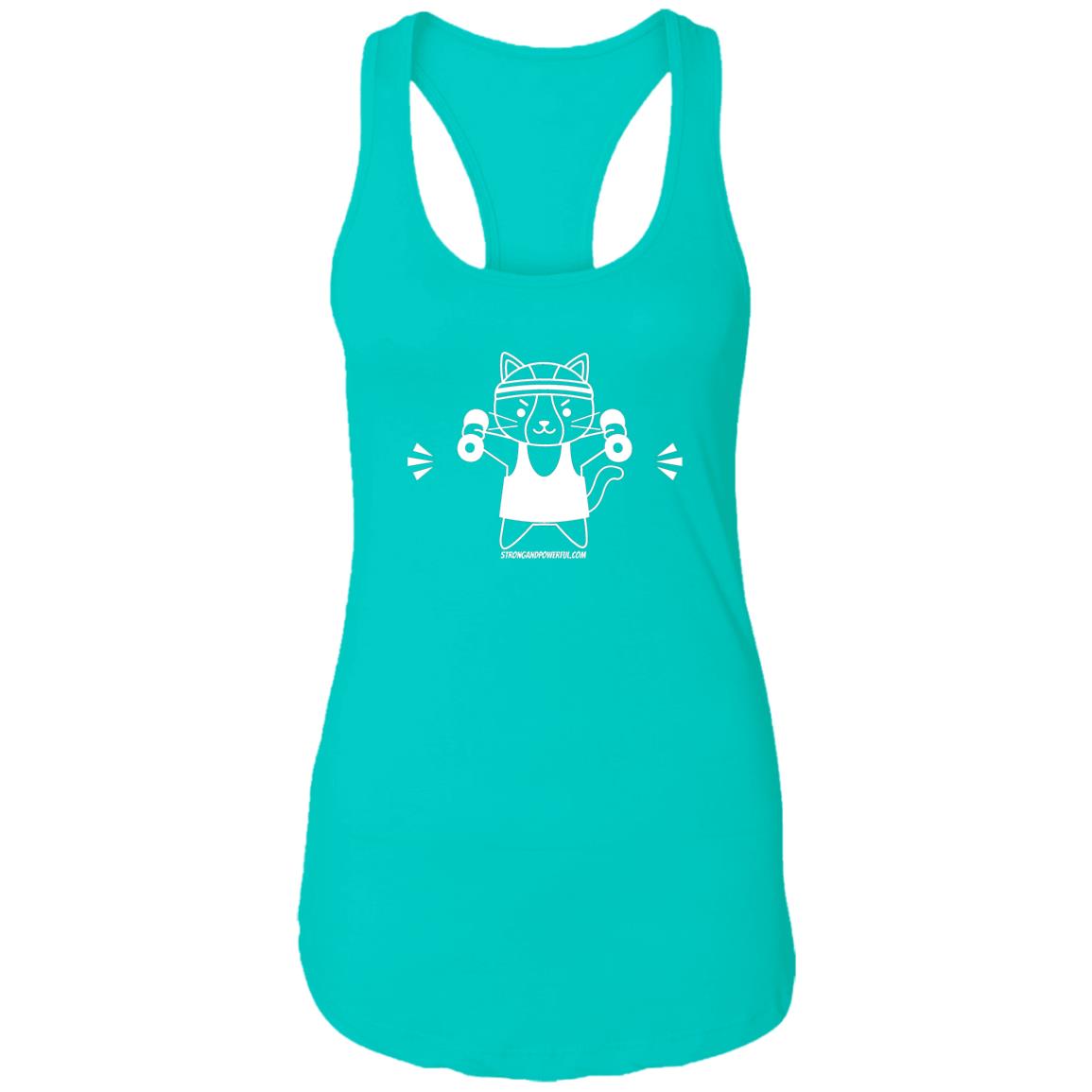 Karma the Kitty Dumbbells Ladies Racerback Tank