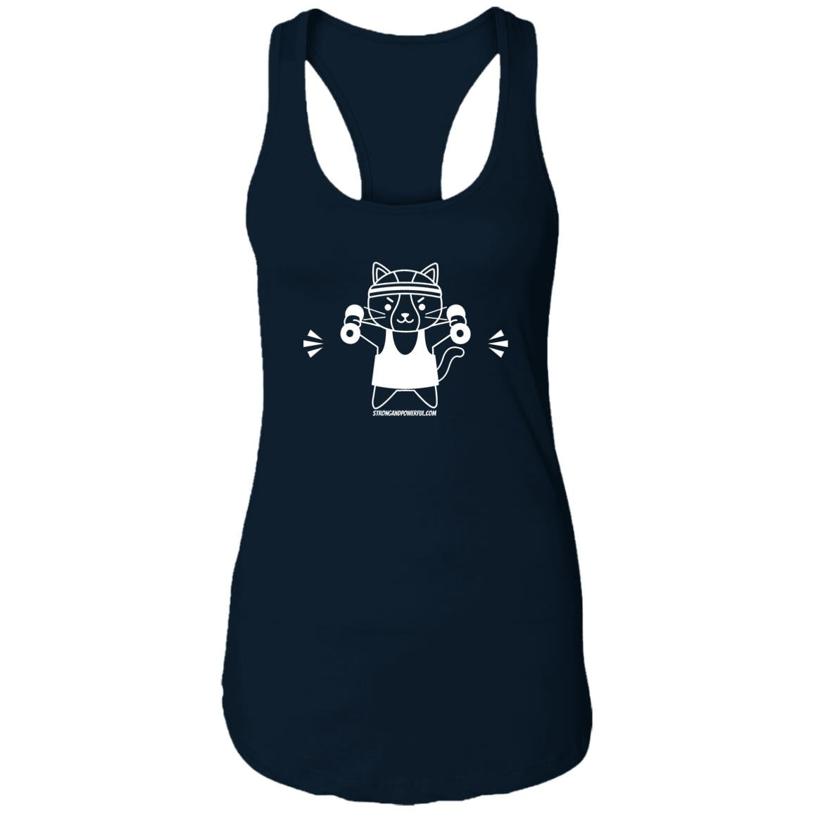 Karma the Kitty Dumbbells Ladies Racerback Tank