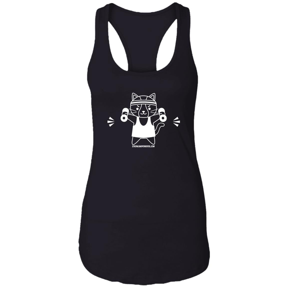 Karma the Kitty Dumbbells Ladies Racerback Tank