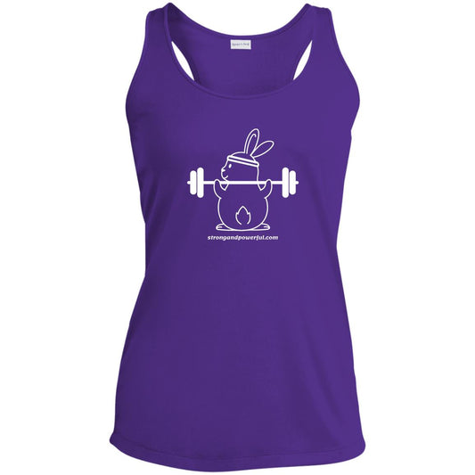 Strength Training Barbell Bunny Ladies' Racerback Tank with Dri-Wick Material